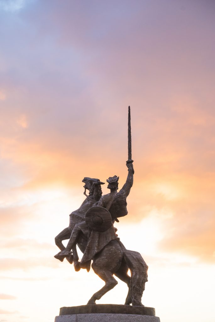 Equestrian statue located on Bratislava's catle place