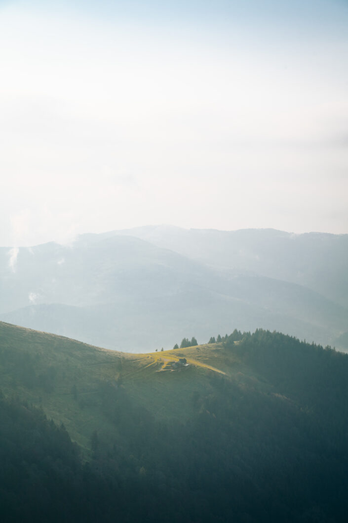 Sun rays on a hill