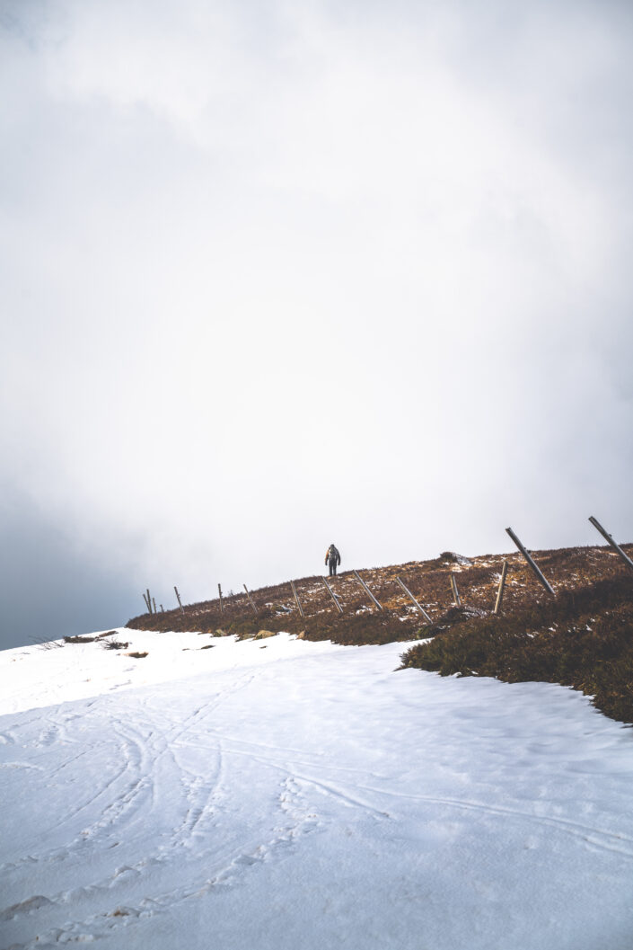 Man walking on a snowy mountain