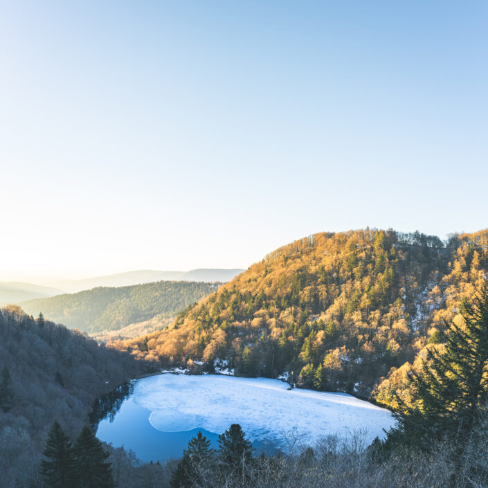 A frozen lake in winter