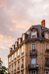 Sunset in Mulhouse city center