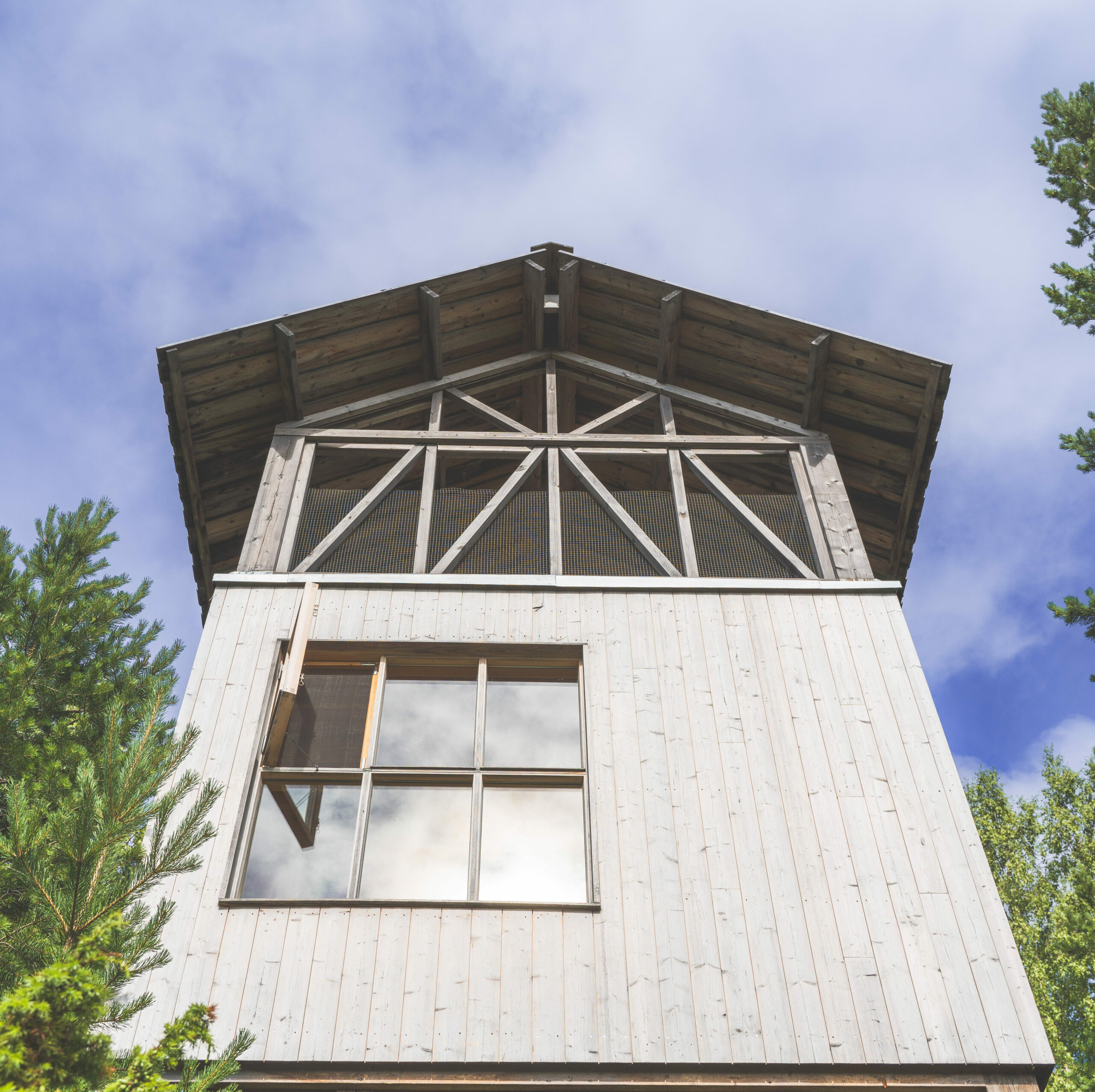 The cabin from below