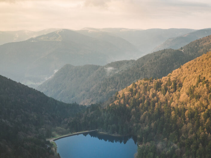 A lake in the middle of the forest