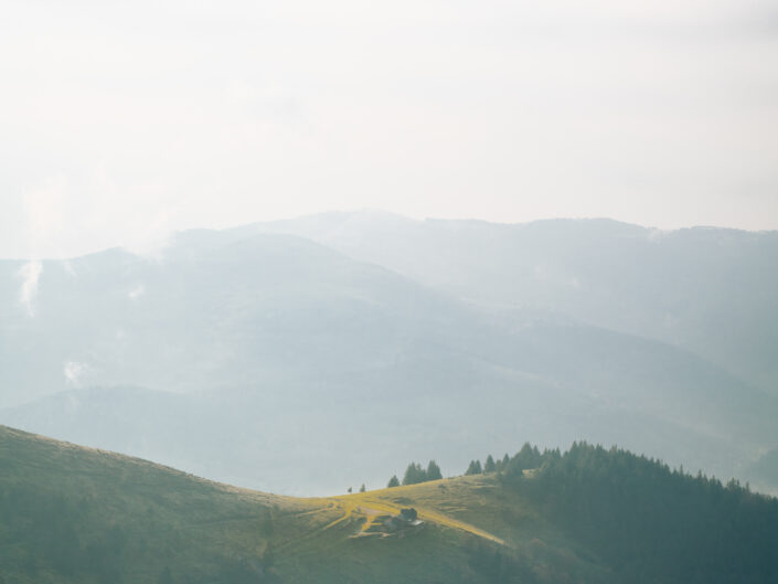 Sun rays on a hill